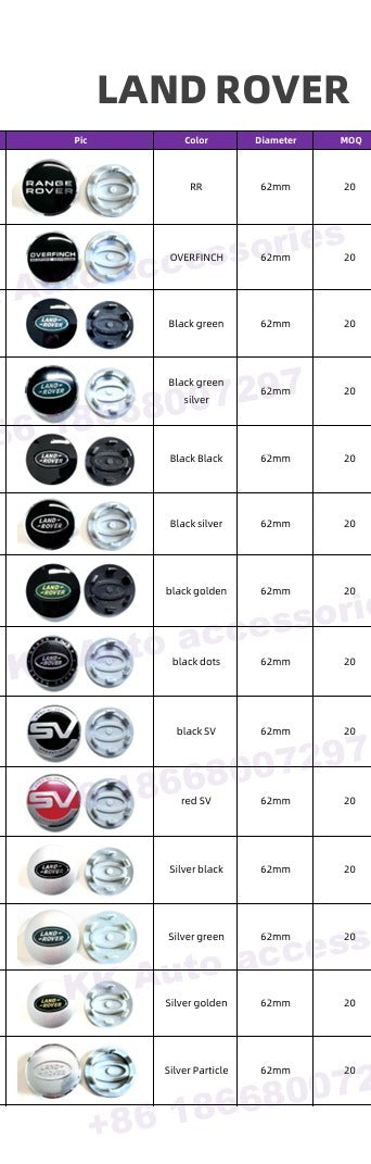 Land Rover Wheel Center Caps Set of 4 – 62mm OEM Style Replacement Hub Caps for Land Rover & Range Rover Alloy Wheels – Premium ABS Rim Covers