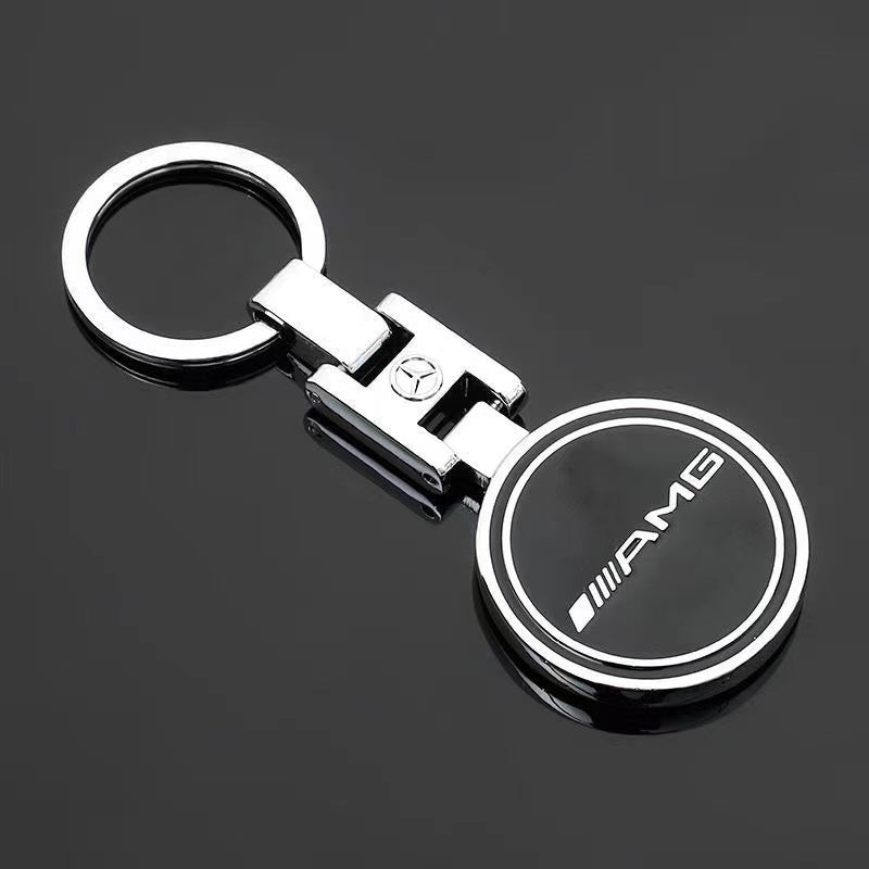 Mercedes-AMG Metal Keychain – Premium AMG Logo Key Ring | Black & White | Zinc Alloy Car Keychain | 90×35mm | 39g