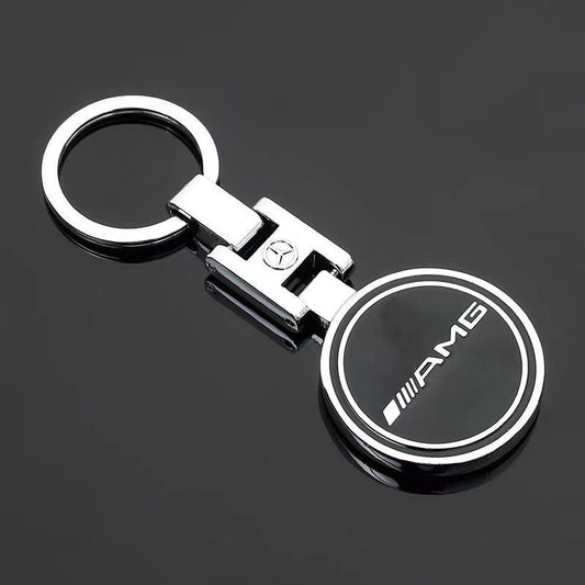 Mercedes-AMG Metal Keychain – Premium AMG Logo Key Ring | Black & White | Zinc Alloy Car Keychain | 90×35mm | 39g