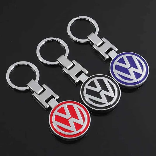 VW Metal Keychain – Premium Volkswagen Logo Key Ring | Black, Blue & Red | Zinc Alloy Car Keychain | 90×34mm | 45g