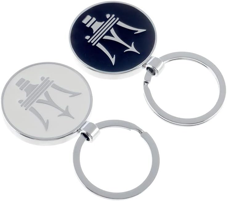 Maserati Metal Keychain – Premium Maserati Logo Key Ring | Black & White | Zinc Alloy Car Keychain | 69mm | 28g