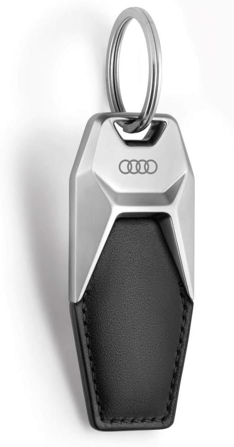 Audi Metal Keychain – Premium Audi Logo Key Ring | Black & Silver | 95mm x 28g Luxury Car Key Chain Accessory