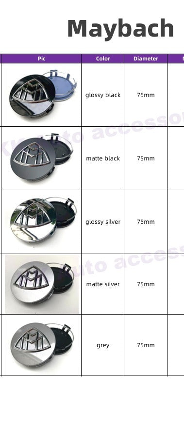 Maybach Wheel Center Cap – OEM Style Hub Cap Badge (Set of 4 PCs)