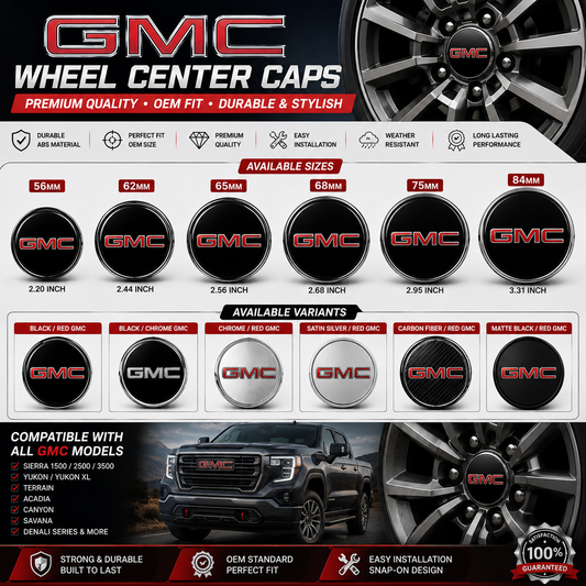 GMC Gloss Black Wheel Center Cap – Set of 4 PCS