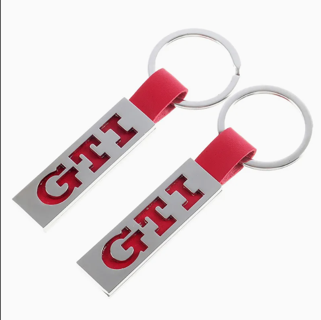 GTI Leather & Metal Keychain – Premium Red Car Keyring for Volkswagen Golf GTI, Polo GTI, Passat GTI Accessories