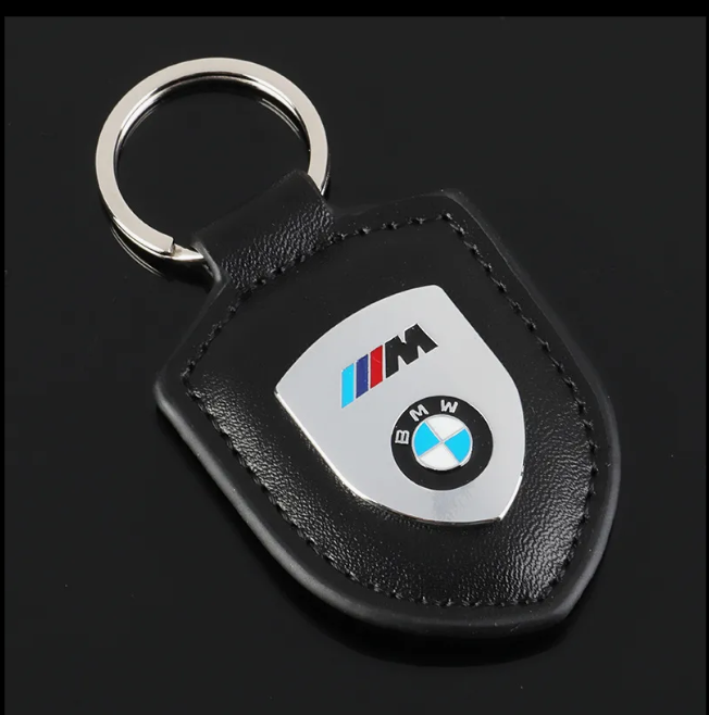 BMW Shield Keychain – Premium Leather & Metal Car Keyring | Black Gold, Red Gold, Black Silver & Red Silver | 85mm