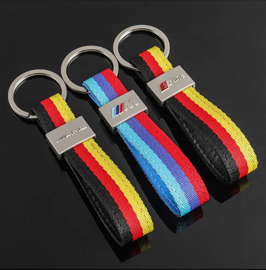 Middle Logo Silver Metal Keychain – Premium Car Key Ring for BMW ///M, Mercedes AMG & Audi S Line – Luxury Auto Key Holder