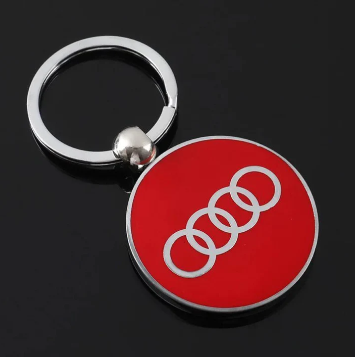 Audi Metal Keychain – Premium Audi Logo Key Ring | Black & Red | Zinc Alloy Car Keychain | 76mm | 28g