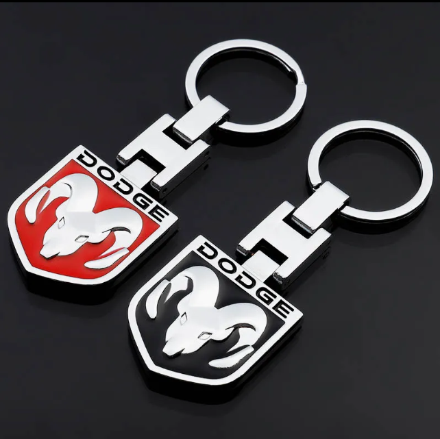 Dodge Metal Keychain – Premium Dodge Logo Key Ring | Black & Red | Zinc Alloy Car Keychain | 93×32mm | 35g
