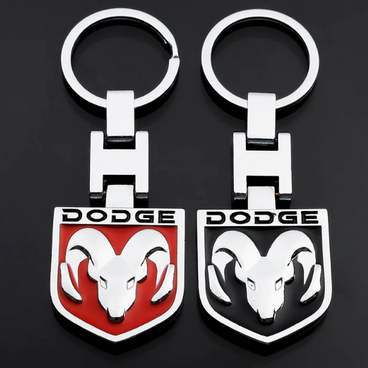 Dodge Metal Keychain – Premium Dodge Logo Key Ring | Black & Red | Zinc Alloy Car Keychain | 93×32mm | 35g
