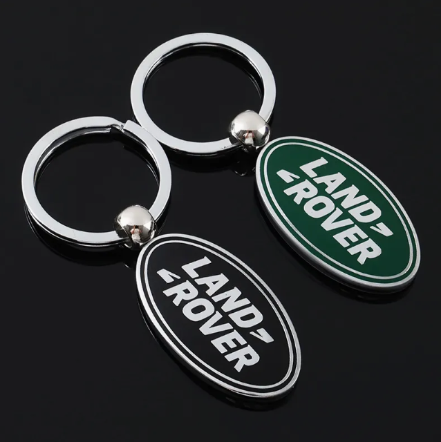Land Rover Metal Keychain – Premium Car Key Ring Key Holder for Defender, Discovery, Range Rover | Black & Green | 80mm