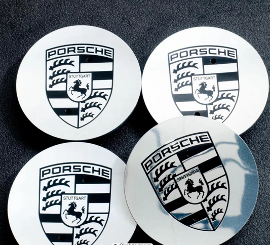 Porsche Wheel Center Caps 76mm – OEM Style Gray Hub Covers Replacement Set of 4