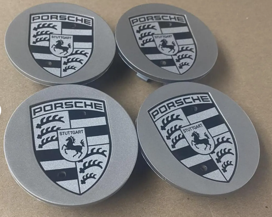 Porsche Wheel Center Caps 76mm – OEM Style Gray Hub Covers Replacement Set of 4