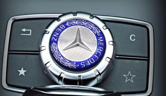 Mercedes Benz 29mm Media Button Sticker – AMG, Brabus & Affalterbach Multimedia Control Button Decal | Premium Aluminum Interior Trim