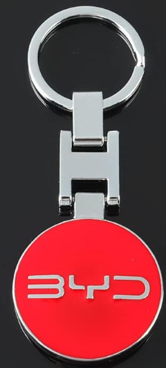 BYD Metal Keychain – Premium BYD Logo Car Key Ring | Black & Red | 89×34mm | 34g Luxury Auto Keychain