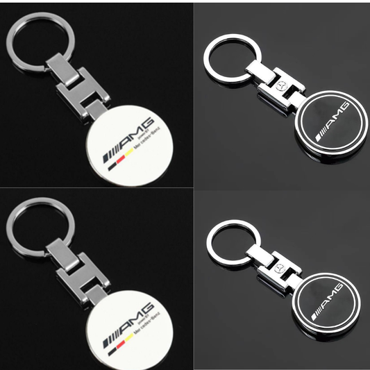 Mercedes-AMG Metal Keychain – Premium AMG Logo Key Ring | Black & White | Zinc Alloy Car Keychain | 90×35mm | 39g