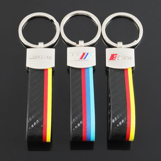 Arch Hook Colored Leather Car Keychain | AMG, ///M & S Line Metal Key Ring | Premium Auto Keychain Gift (115mm, 19g)
