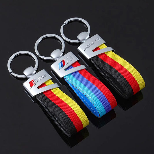 V Hook Silver Keychain for Mercedes AMG, BMW ///M & Audi S Line – Premium Metal Car Keyring with Quick Release Clip | 114×26mm