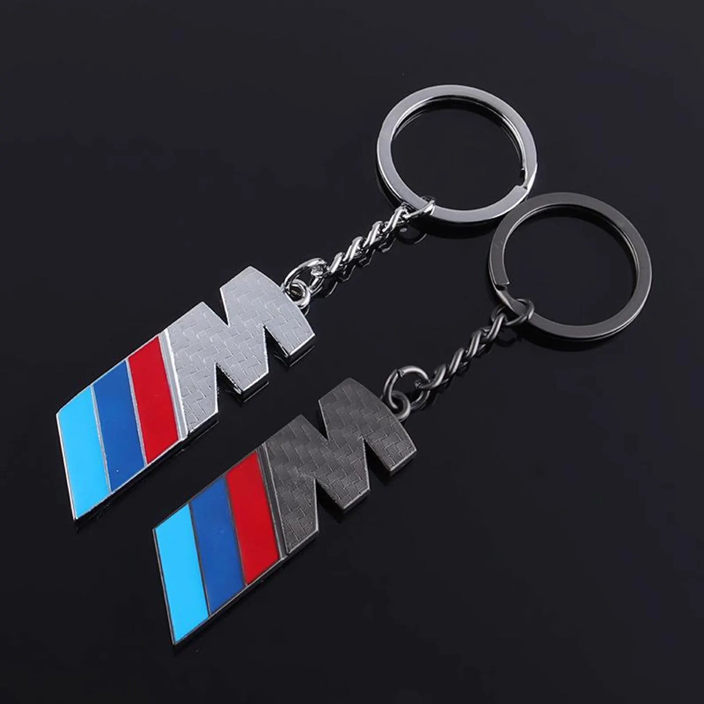 BMW Metal Carbon Fiber Keychain – Premium Car Key Ring in Silver & Black – Luxury BMW Key Holder