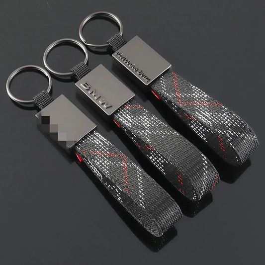 Rectangle Black Leather Keychain for Mercedes-Benz, BMW & Volkswagen – Premium Metal Car Keyring | 158mm