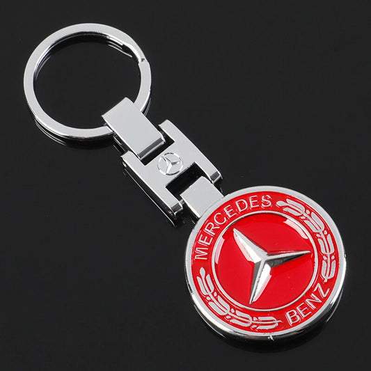Mercedes-Benz Star Metal Keychain – Premium Wheat Pattern Logo Key Ring | Black Gold, Black Red & Full Red | 90×35mm | 30g