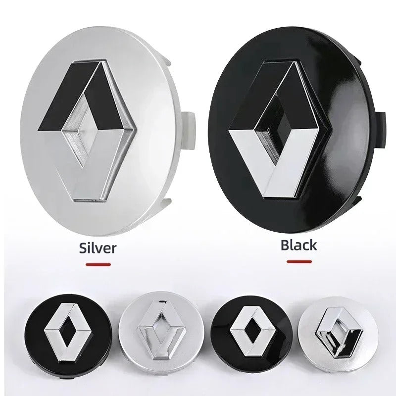 Renault Wheel Center Caps Set of 4 – 57mm & 60mm OEM Style Replacement Hub Caps for Renault Alloy Wheels – Premium ABS Rim Center Covers