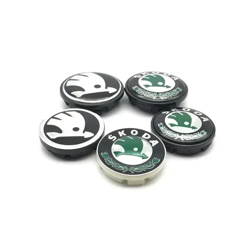 Skoda Wheel Center Caps Set of 4 – 56mm & 65mm OEM Style Replacement Hub Caps for Skoda Alloy Wheels – Premium ABS Rim Center Covers