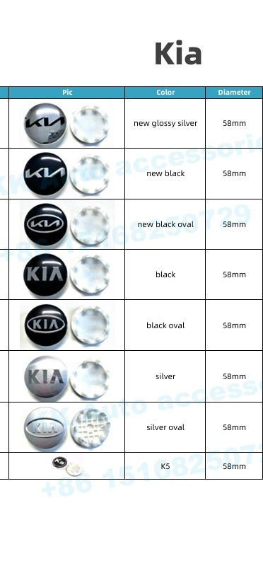 KIA Wheel Center Cap – OEM Style Hub Cap Badge 58mm (Set of 4 PCs)