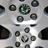Skoda Wheel Center Caps Set of 4 – 56mm & 65mm OEM Style Replacement Hub Caps for Skoda Alloy Wheels – Premium ABS Rim Center Covers