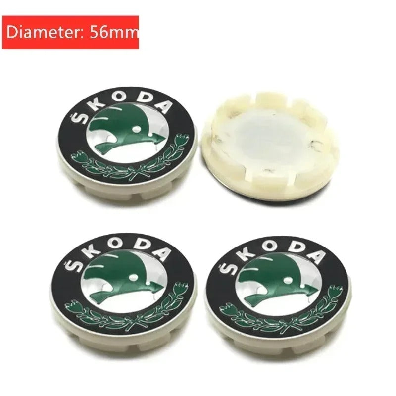 Skoda Wheel Center Caps Set of 4 – 56mm & 65mm OEM Style Replacement Hub Caps for Skoda Alloy Wheels – Premium ABS Rim Center Covers