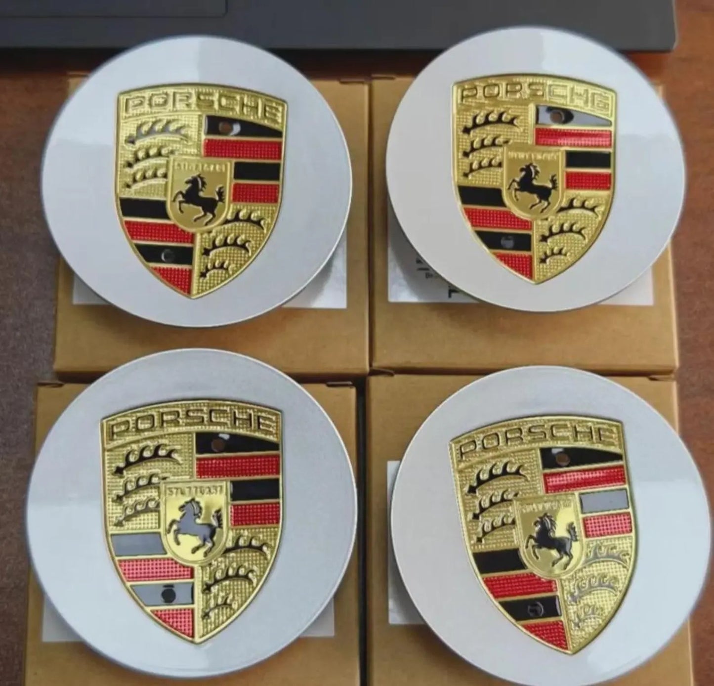 Porsche Wheel Center Caps Set of 4 – 76mm & 65mm OEM Style Replacement Hub Caps for Porsche Alloy Wheels – Premium ABS Rim Center Covers