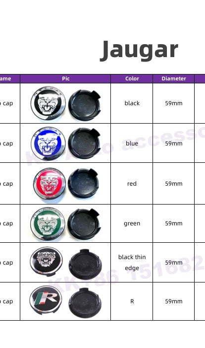 Jaguar Wheel Center Cap – Set of 4 PCS (Red / Black / R-Sport)