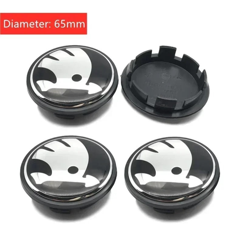 Skoda Wheel Center Caps Set of 4 – 56mm & 65mm OEM Style Replacement Hub Caps for Skoda Alloy Wheels – Premium ABS Rim Center Covers