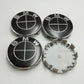 BMW Wheel Center Cap – Black & Chrome 4-Piece Center Hub Badge Set