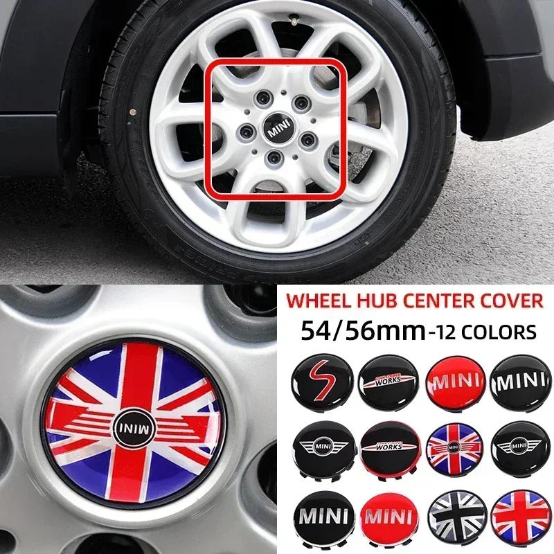 Mini Wheel Center Caps Pack of 4 – 54mm & 56mm OEM Style Replacement Hub Caps for Mini Cooper Wheels – Premium ABS Rim Center Caps