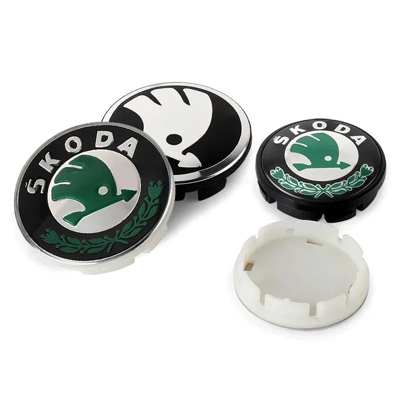 Skoda Wheel Center Caps Set of 4 – 56mm & 65mm OEM Style Replacement Hub Caps for Skoda Alloy Wheels – Premium ABS Rim Center Covers