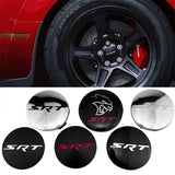 Dodge SRT Wheel Center Caps Set of 4 – 63mm OEM Style Replacement Hub Caps for Dodge SRT Alloy Wheels – Premium ABS Snap-On Rim Center Covers