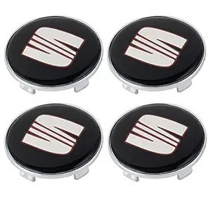SEAT Wheel Center Caps Set of 4 – 55mm & 63mm OEM Style Replacement Hub Caps for SEAT Alloy Wheels – Premium ABS Rim Center Covers
