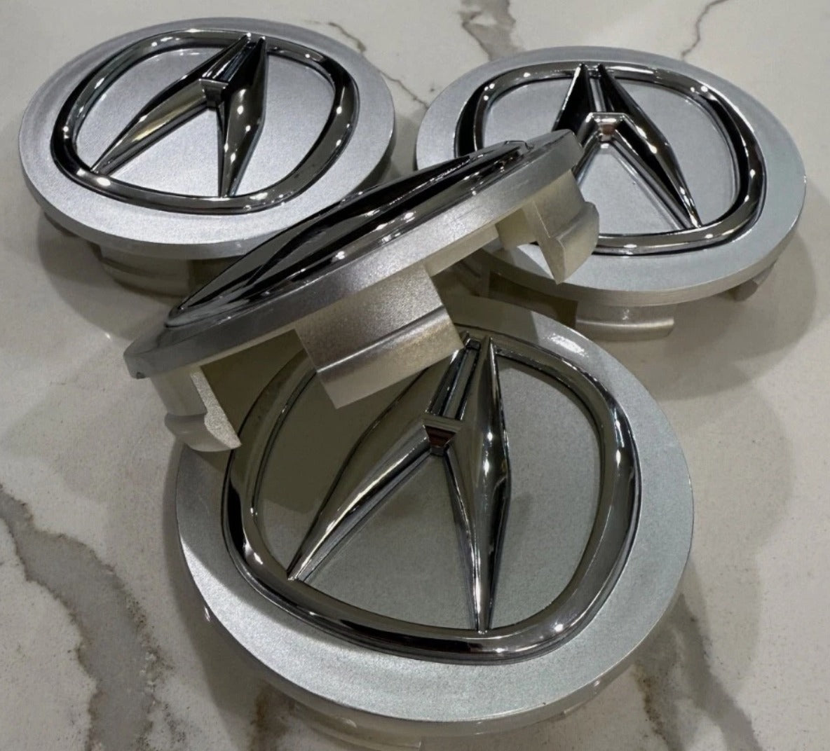 Acura Wheel Center Caps 69mm – Silver & Black OEM Style Hub Caps (Set of 4)