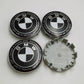BMW Wheel Center Cap – Black & Chrome 4-Piece Center Hub Badge Set