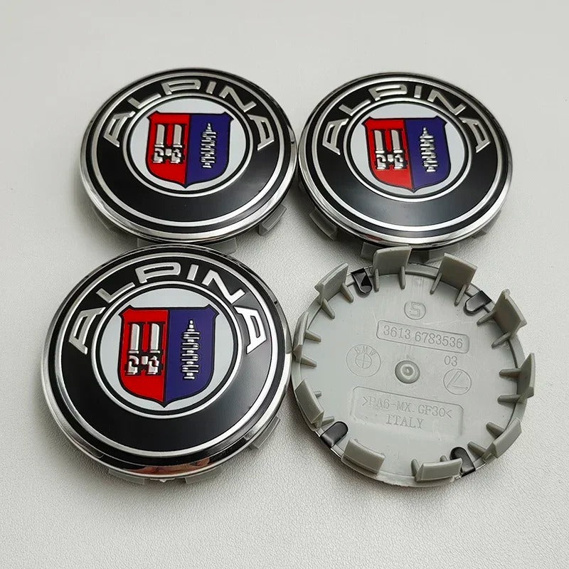BMW Wheel Center Cap – Black & Chrome 4-Piece Center Hub Badge Set