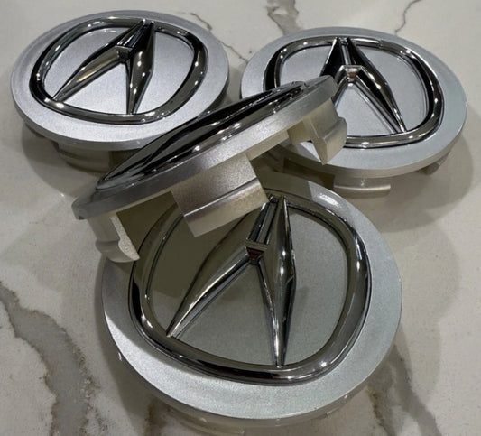 Acura Wheel Center Caps 69mm – Silver & Black OEM Style Hub Caps (Set of 4)