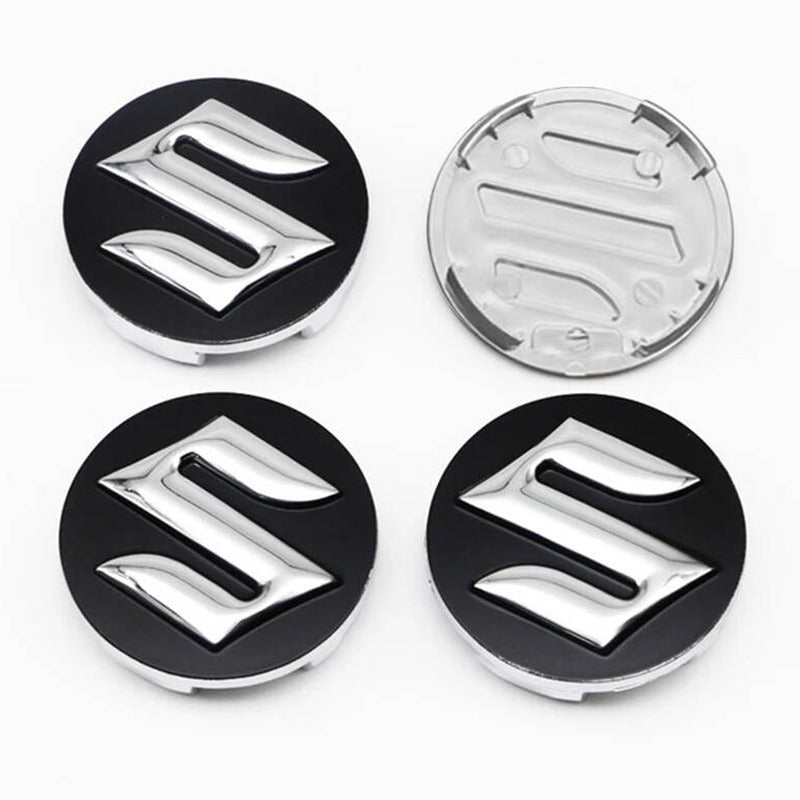 Suzuki Wheel Center Caps Set of 4 – 54mm & 58mm OEM Style Replacement Hub Caps for Suzuki Alloy Wheels – Premium ABS Snap-On Rim Center Covers