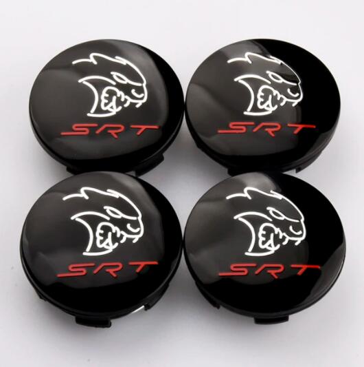 Dodge SRT Wheel Center Caps Set of 4 – 63mm OEM Style Replacement Hub Caps for Dodge SRT Alloy Wheels – Premium ABS Snap-On Rim Center Covers