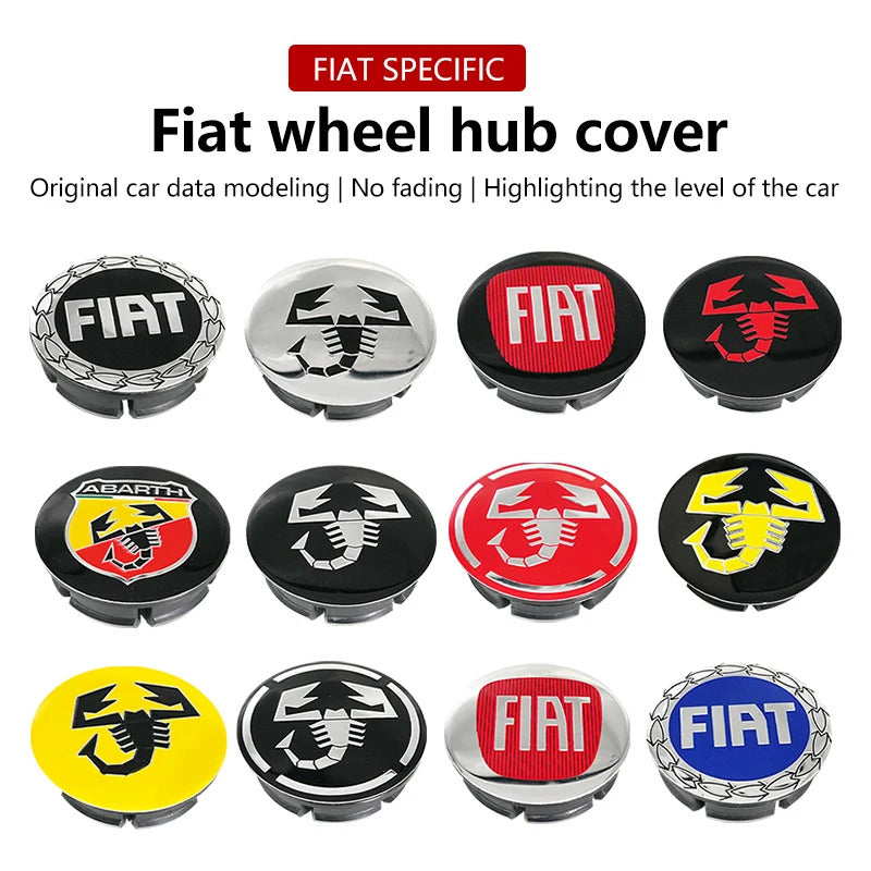 Fiat / Abarth Wheel Center Cap – OEM Style Hub Cap Badge (Set of 4 PCs)