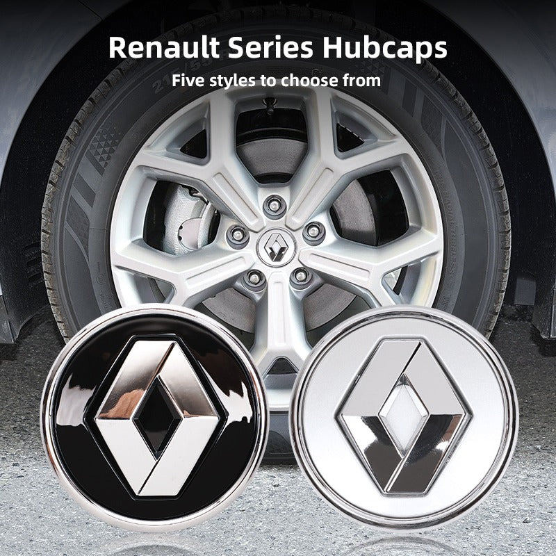 Renault Wheel Center Caps Set of 4 – 57mm & 60mm OEM Style Replacement Hub Caps for Renault Alloy Wheels – Premium ABS Rim Center Covers