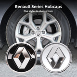 Renault Wheel Center Caps Set of 4 – 57mm & 60mm OEM Style Replacement Hub Caps for Renault Alloy Wheels – Premium ABS Rim Center Covers