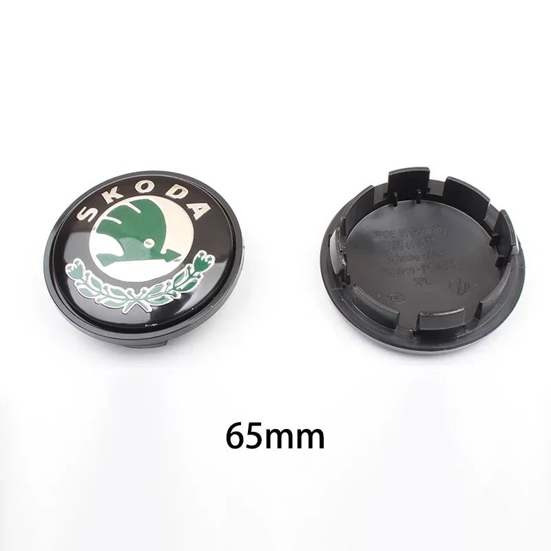 Skoda Wheel Center Caps Set of 4 – 56mm & 65mm OEM Style Replacement Hub Caps for Skoda Alloy Wheels – Premium ABS Rim Center Covers