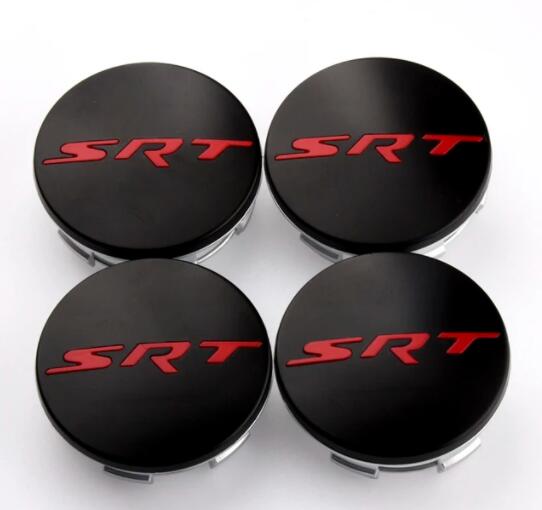 Dodge SRT Wheel Center Caps Set of 4 – 63mm OEM Style Replacement Hub Caps for Dodge SRT Alloy Wheels – Premium ABS Snap-On Rim Center Covers