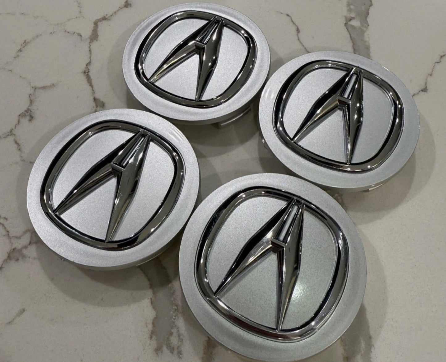 Acura Wheel Center Caps 69mm – Silver & Black OEM Style Hub Caps (Set of 4)